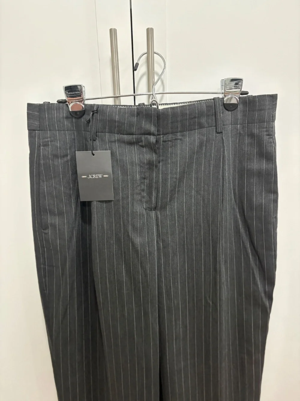 NWT J.Crew Italian Wool Blend Pinstripe Pleated Tapered Pants 12